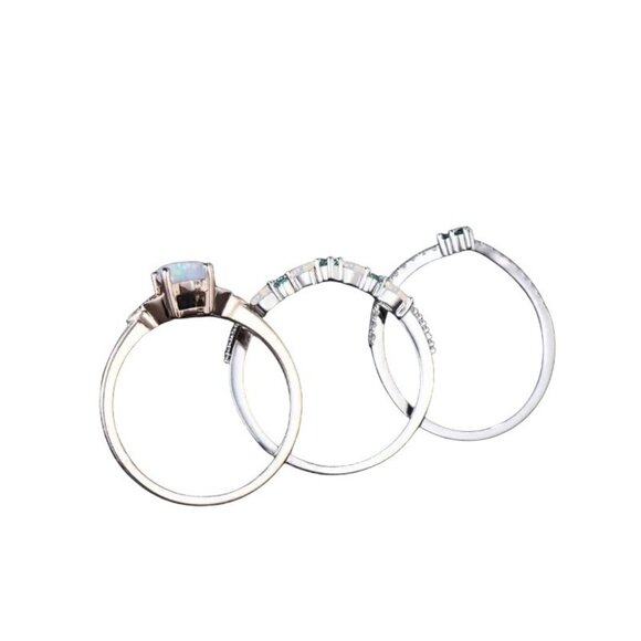 Marquise Cut Ethiopian Fire Opal with Moissanite & Emeralds in a Celtic Knot - Picture 4 of 5